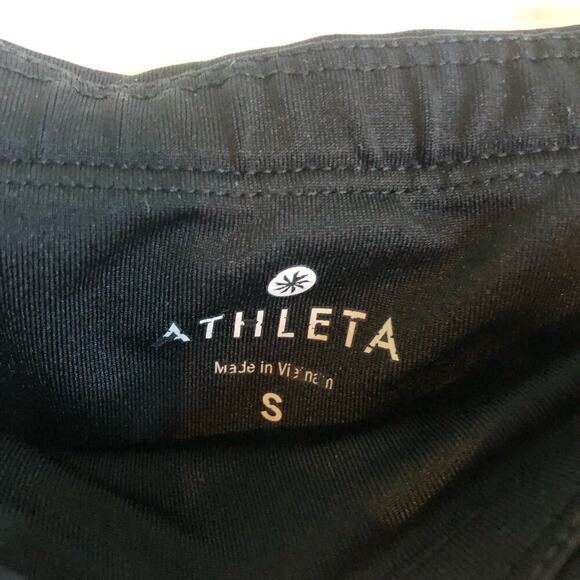 Athleta Size Small Sonar Capri Legging Solid Black Mesh Drawstring Crop Stretch - Picture 3 of 7